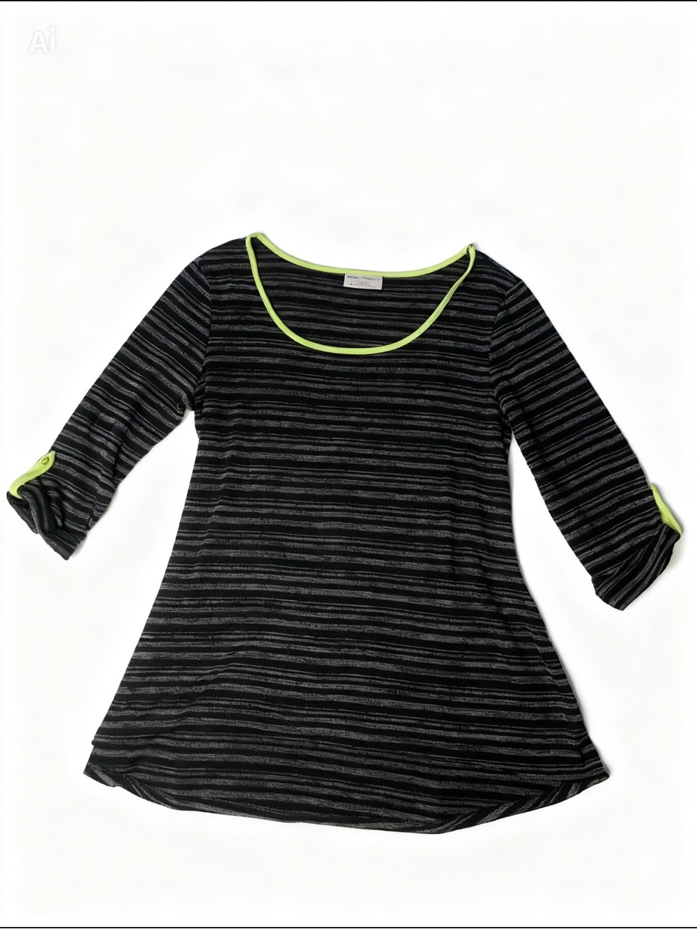 Bobbie Brooks Black & Grey Striped Scoop Neck Tunic